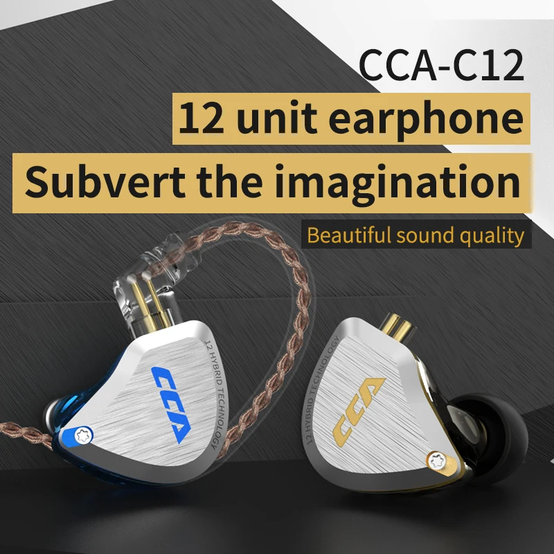 CCA C12 Metal Headset 5BA+1DD Hybrid 12Units HIFI Bass Earbuds Noise Cancelling Earphones In Ear Monitor KZ ZSX ZAX | Электроника