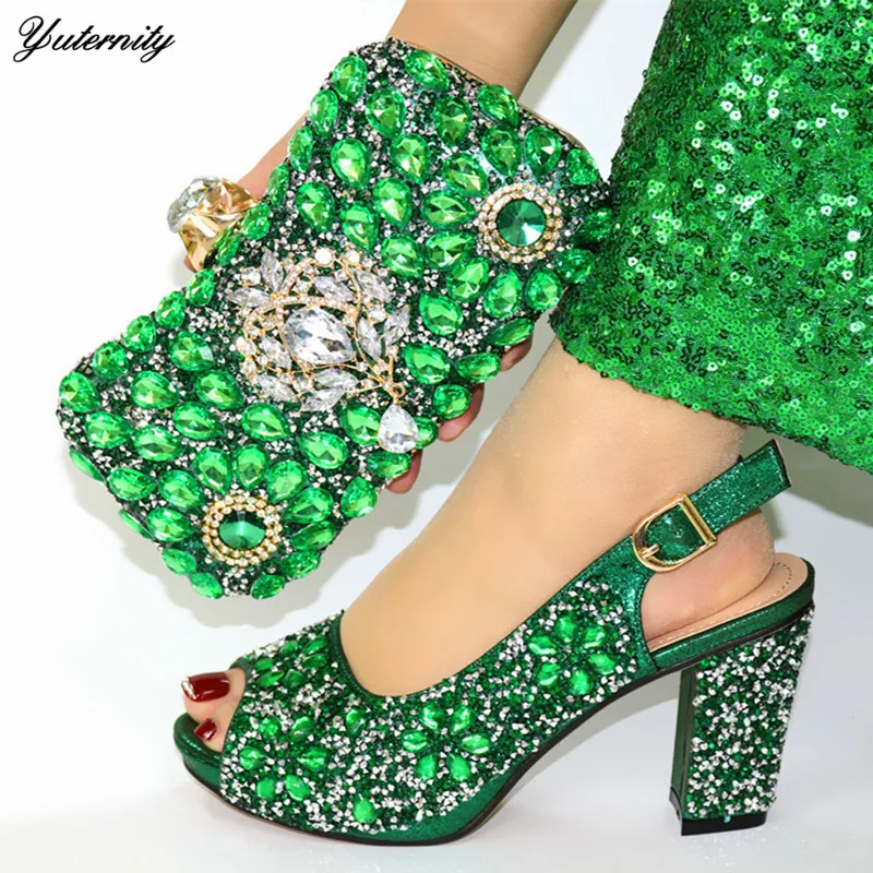 Green Color Italian Pretty High Heels Shoes And Bag Set African Style Full Rhinestone Shoes And Bag Set For Wedding Dress
Green Color Italian Pretty High Heels Shoes And Bag Set African Style Full Rhinestone Shoes And Bag Set For Wedding Dress