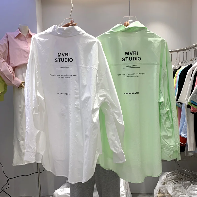 2021 Spring New Korean Letters Printed Rhinestones Pocket Loose All-Match Pleated Long Sleeve Shirt for Women Tops Blouse
2021 Spring New Korean Letters Printed Rhinestones Pocket Loose All-Match Pleated Long Sleeve Shirt for Women Tops Blouse