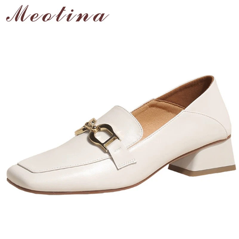 Meotina Genuine Leather Chain Women Loafers Shoes Cow Leather Thick Heels Pumps Square Toe Mid Heel Ladies Footwear Spring Beige
Meotina Genuine Leather Chain Women Loafers Shoes Cow Leather Thick Heels Pumps Square Toe Mid Heel Ladies Footwear Spring Beige