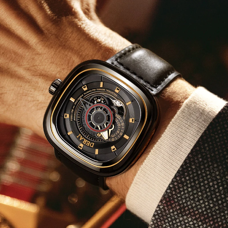 DERAI Top Brand Luxury Military Mechanical Watches Men Luminous Sports Wristwatches Genuine Leather Strap Square Clock Man Gift
DERAI Top Brand Luxury Military Mechanical Watches Men Luminous Sports Wristwatches Genuine Leather Strap Square Clock Man Gift