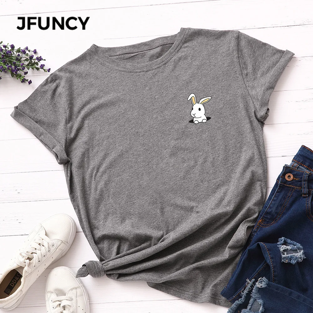 JFUNCY Plus Size S-5XL Lovely Rabbit Print TShirt Women Shirts 100%Cotton O Neck Short Sleeve Summer T Shirt Tops Women T shirt
JFUNCY Plus Size S-5XL Lovely Rabbit Print TShirt Women Shirts 100%Cotton O Neck Short Sleeve Summer T Shirt Tops Women T shirt
