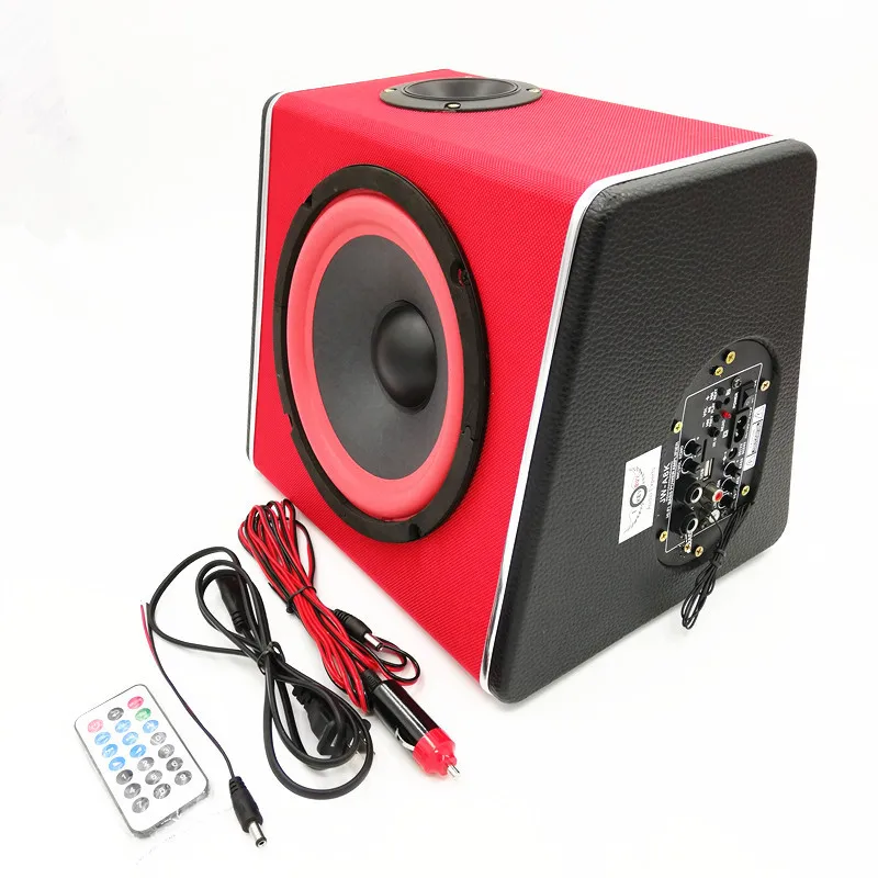 8 дюймов 680W 12V 24V 220V Ohm Audio активный сабвуфер Bluetooth Радио красный в форме трапеции