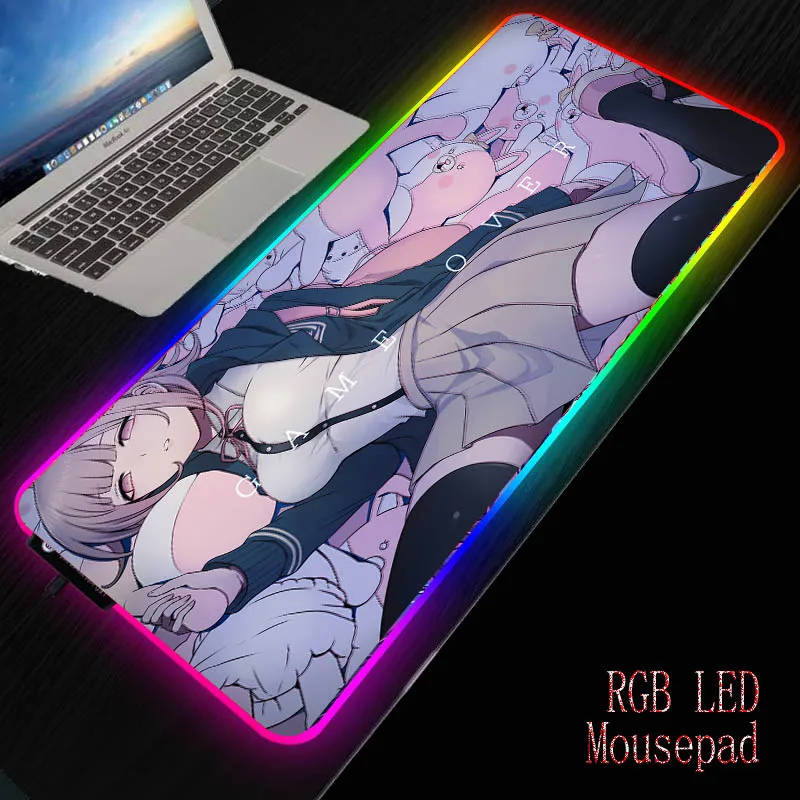 Большой цветной игровой коврик для мыши Mairuige Danganronpa с аниме девушкой RGB
