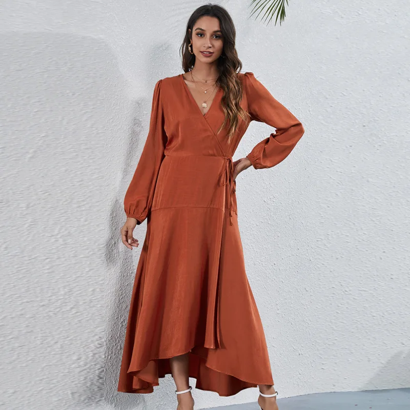 Women Autumn Winter V Neck Fashion Irregular Big Skirting Bandage Dress Long Butterfly Sleeve Side Slit Lace Up Long Dresses
Women Autumn Winter V Neck Fashion Irregular Big Skirting Bandage Dress Long Butterfly Sleeve Side Slit Lace Up Long Dresses