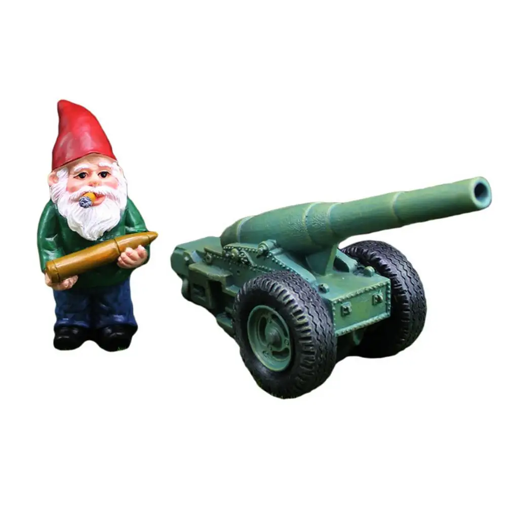 

Get Ready For The Battle Cannon Dwarf Statue Lawn Decor Gnome Sculpture Funny Garden Decoration Elf Figurine Ornaments