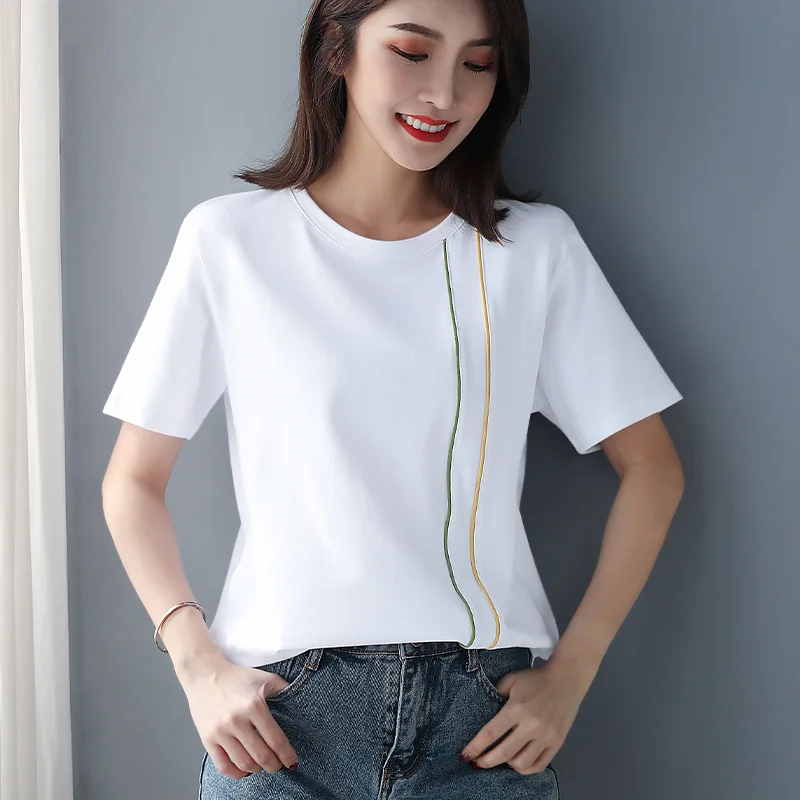 Cotton Women T-shirt O-neck Short Sleeve women shirt All match Lady Top Black White Gray Yellow Shir
Cotton Women T-shirt O-neck Short Sleeve women shirt All match Lady Top Black White Gray Yellow Shir