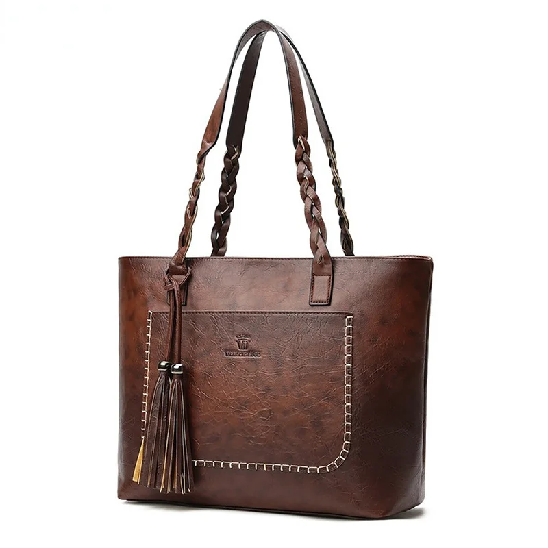 Fashion Large Capacity Causal Shoulder Bags for Women 2021 Fall Leather Fringe Purse Handbags Retro Tassel Shopper Tote
Fashion Large Capacity Causal Shoulder Bags for Women 2021 Fall Leather Fringe Purse Handbags Retro Tassel Shopper Tote