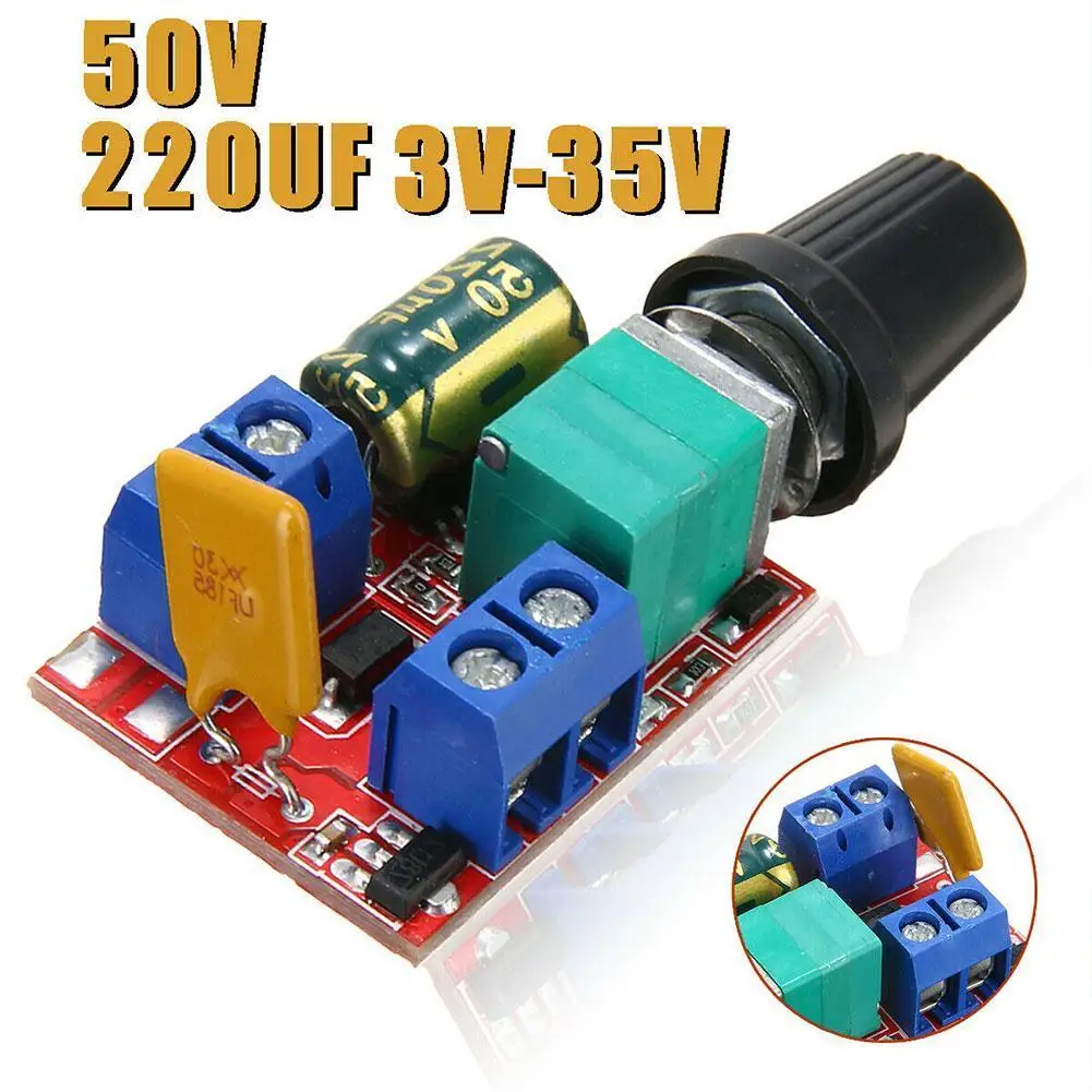 1Pcs Mini 5A PWM Max 90W DC Motor Speed Controller LED 35V PWM 24V Fan 12V Module Dimmer Regulator 6V Control Switch Speed M9T2
1Pcs Mini 5A PWM Max 90W DC Motor Speed Controller LED 35V PWM 24V Fan 12V Module Dimmer Regulator 6V Control Switch Speed M9T2