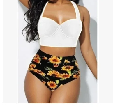 New sunflower bikini two-piece swimsuit women's European and American beachwear high-waisted tankini large size bikini
New sunflower bikini two-piece swimsuit women's European and American beachwear high-waisted tankini large size bikini