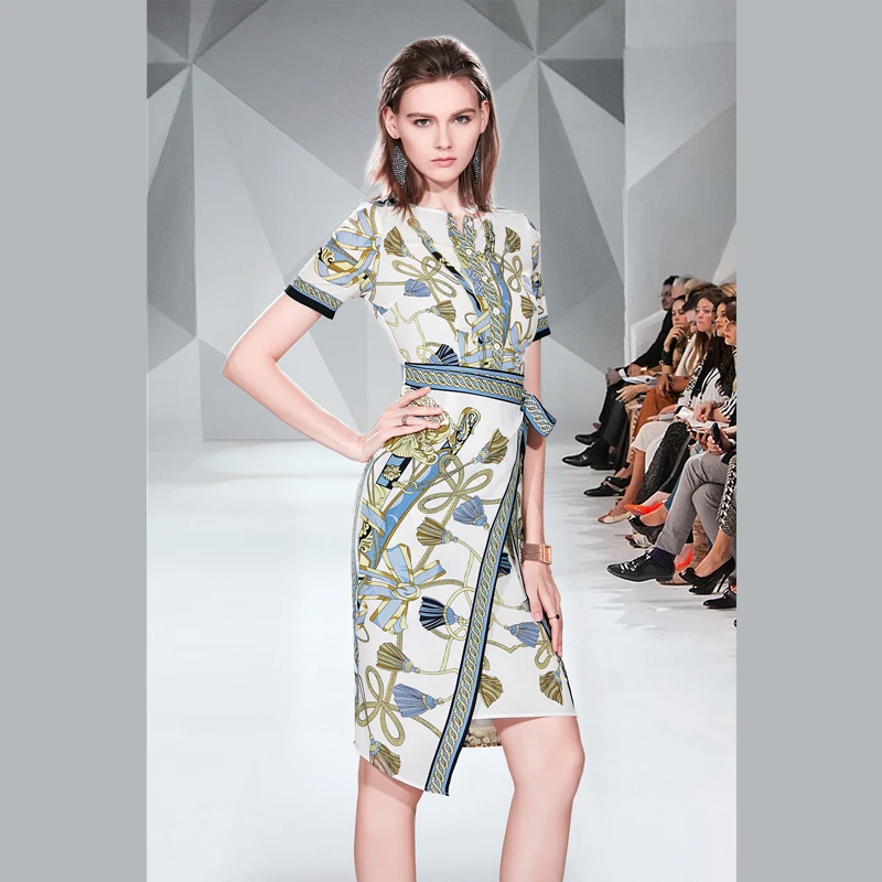 Women Elegant Dresses 2019 Summer Luxury Party Knee-Length Asymmetrical Office Lady Short Sleeve Print Appliques Empire O-Neck
Women Elegant Dresses 2019 Summer Luxury Party Knee-Length Asymmetrical Office Lady Short Sleeve Print Appliques Empire O-Neck