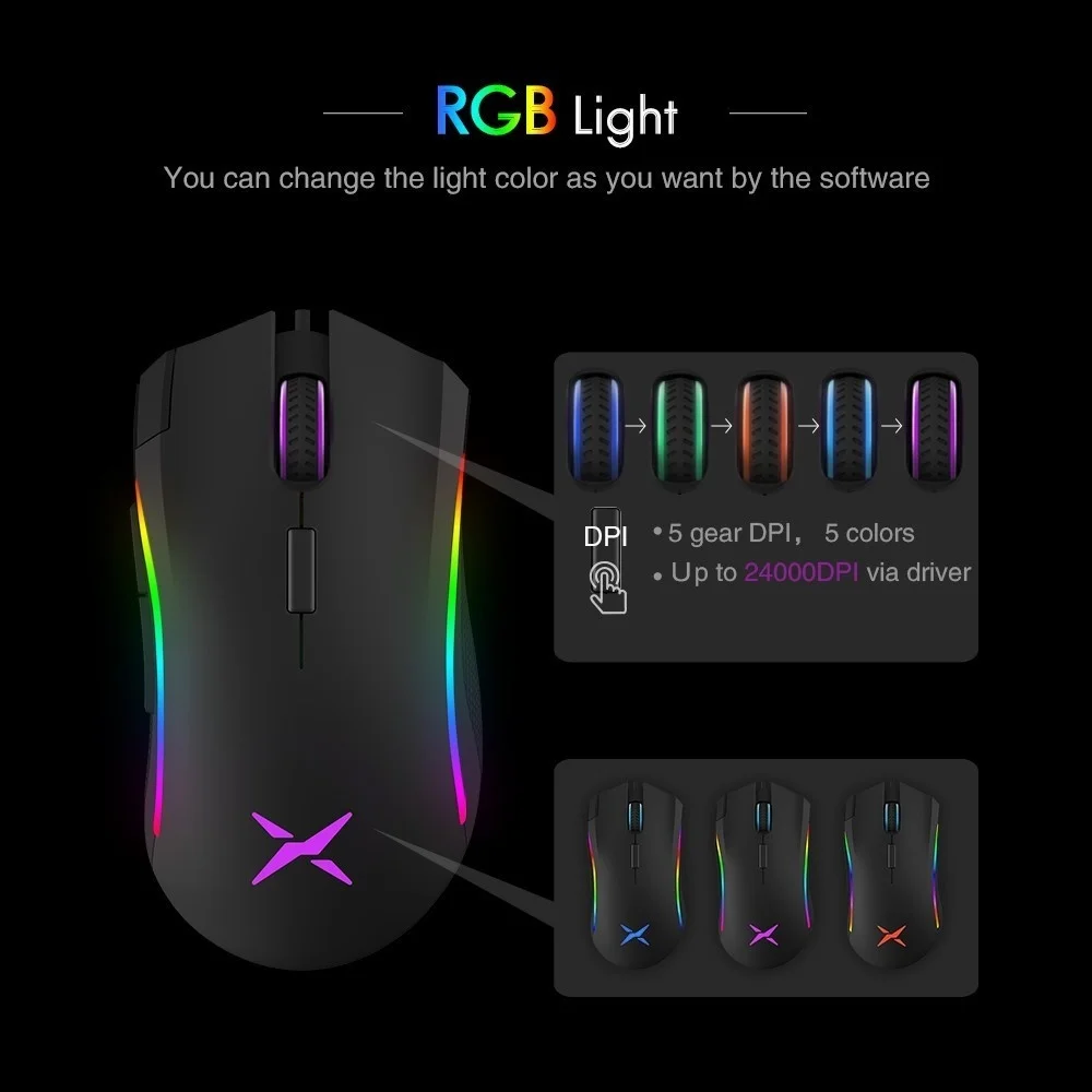 Delux M625 PMW3360 Sensor Gaming Mouse 12000DPI 7 Programmable Buttons RGB Backlight Wired Mice with Fire Key For FPS Gamer
Delux M625 PMW3360 Sensor Gaming Mouse 12000DPI 7 Programmable Buttons RGB Backlight Wired Mice with Fire Key For FPS Gamer