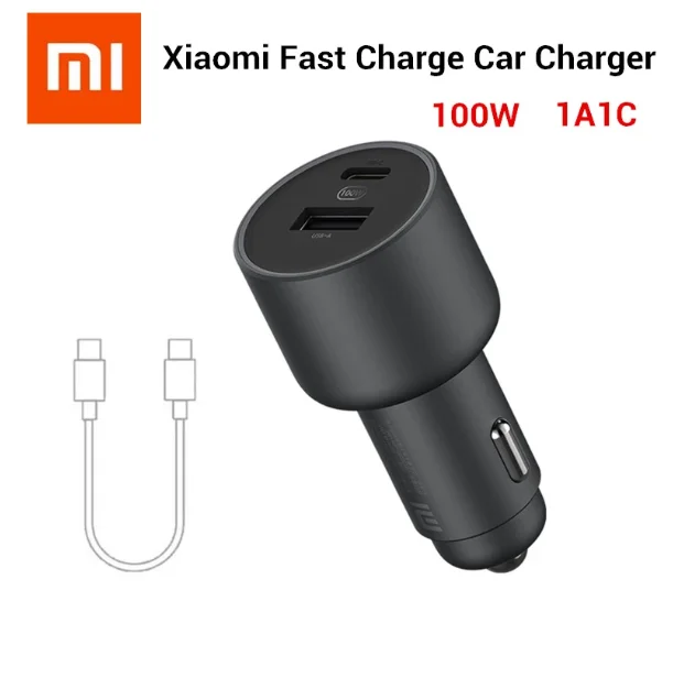 

Original Xiaomi car charger fast charging version 1A1C 100W USB-C 100W MAX fast charging/USB-A, USB-C dual-port output