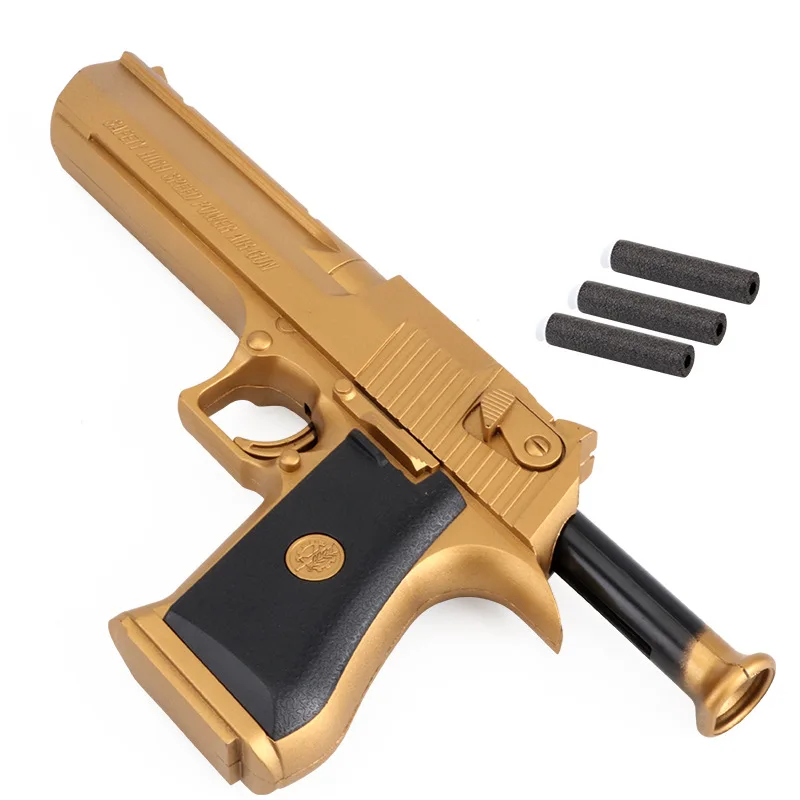 Детский пластиковый пистолет игрушки пустынный Орел золото издание военный