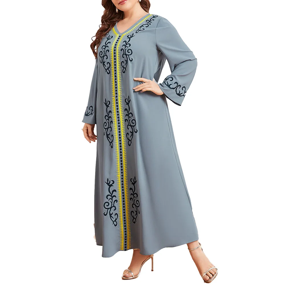 Muslim Oversize Embroidery Long Sleeve Folds Retro Women's Dress Solid Color V-neck Loose Casual Indie Fashion Long Dress
Muslim Oversize Embroidery Long Sleeve Folds Retro Women's Dress Solid Color V-neck Loose Casual Indie Fashion Long Dress