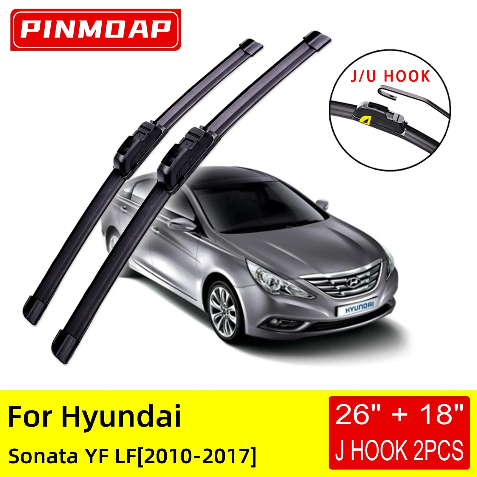 

For Hyundai Sonata YF LF 2010 2011 2012 2013 2014 2015 2016 2017 Front Wiper Blades Brushes Cutter Accessories U J Hook