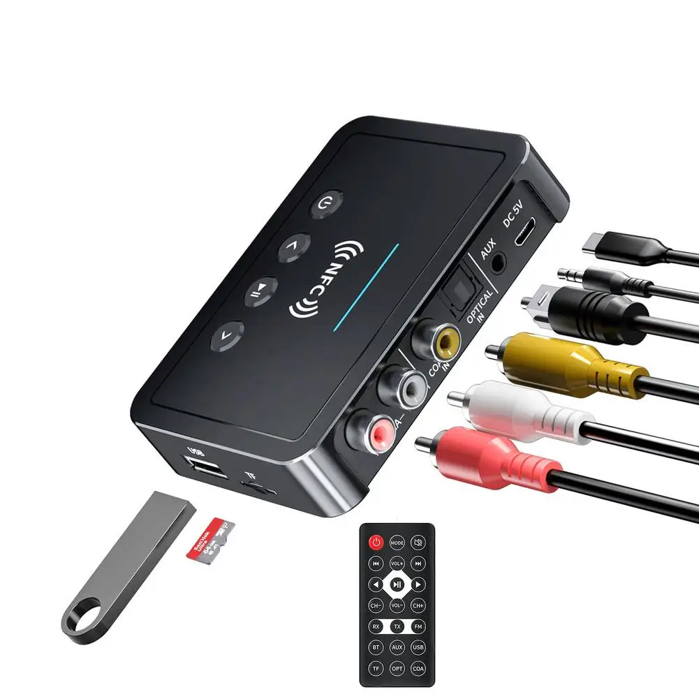 Bluetooth-compatible Receiver Transmitter FM Stereo AUX 3.5mm Jack RCA Optical Wireless Handsfree Call NFC Audio Adapter TV
Bluetooth-compatible Receiver Transmitter FM Stereo AUX 3.5mm Jack RCA Optical Wireless Handsfree Call NFC Audio Adapter TV