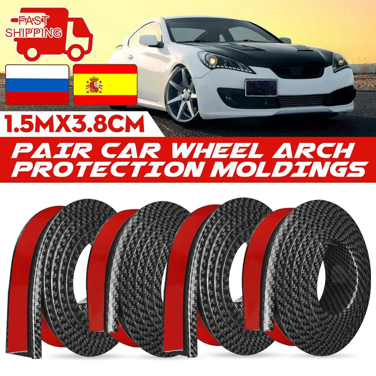 Universal Pair 1.5Mx3.8cm Rubber Car Mudguard Trim Wheel Arch Protection Moldings Carbon Black Wheel Protection Wheel Sticker
Universal Pair 1.5Mx3.8cm Rubber Car Mudguard Trim Wheel Arch Protection Moldings Carbon Black Wheel Protection Wheel Sticker