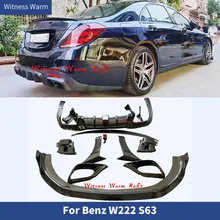 Body Kit for s Class W222 S63 Amg Front Bumper Lip Air Vents Rear Diffuser Wings Spoiler Side Fender 2018 2019 2020