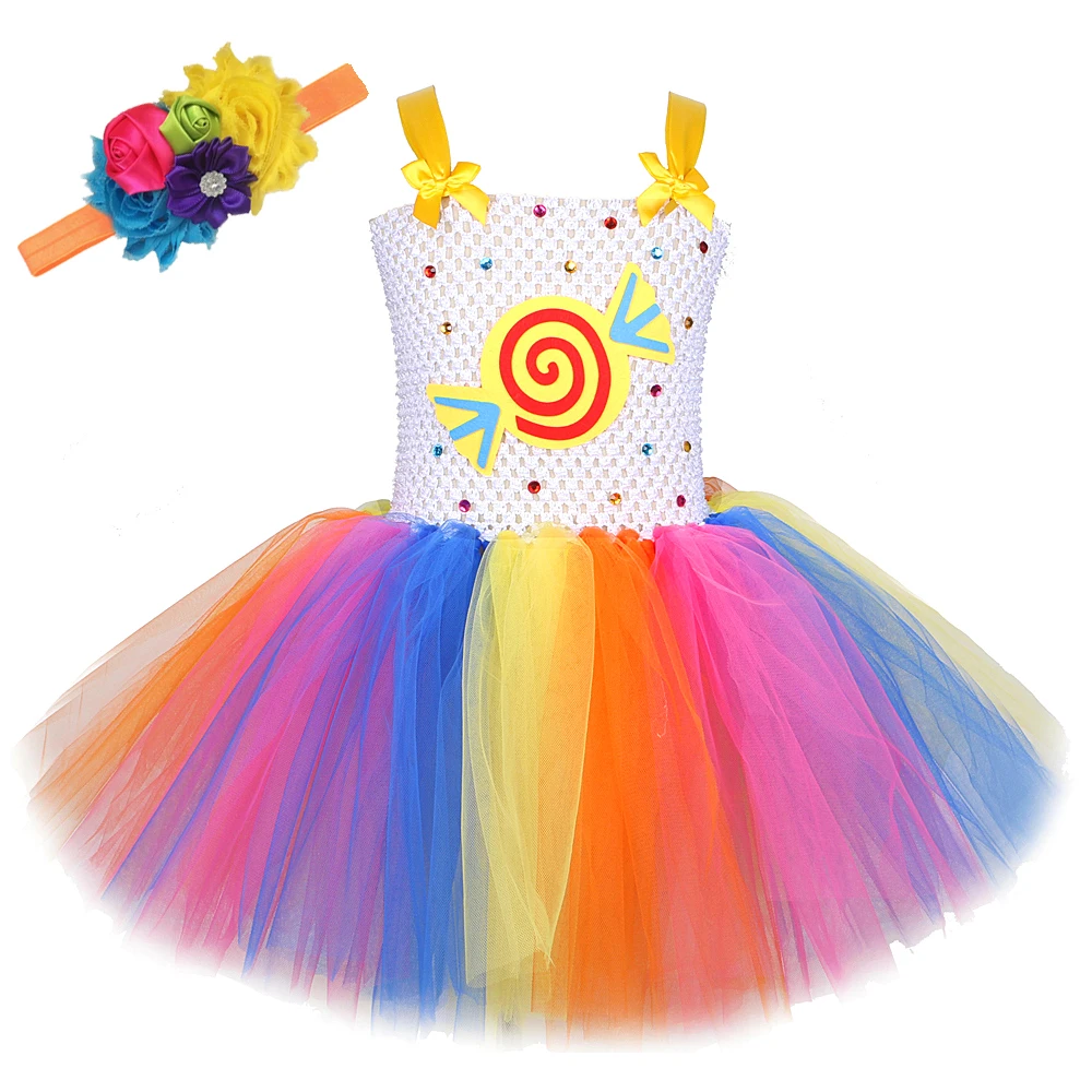 Rainbow Candy Tutu Dress for Baby Girls Lollipop Halloween Costumes for Kids Toddler Candyland Birthday Outfit with Bow Headband
Rainbow Candy Tutu Dress for Baby Girls Lollipop Halloween Costumes for Kids Toddler Candyland Birthday Outfit with Bow Headband