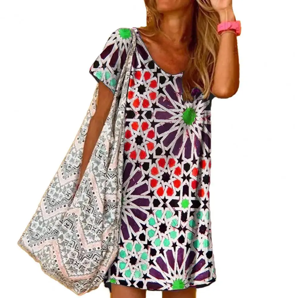 Newest Summer Women Dress Vintage Print Round Neck Short Sleeve Mini Dresses Loose Plus Size Elegant Dress Casual
Newest Summer Women Dress Vintage Print Round Neck Short Sleeve Mini Dresses Loose Plus Size Elegant Dress Casual