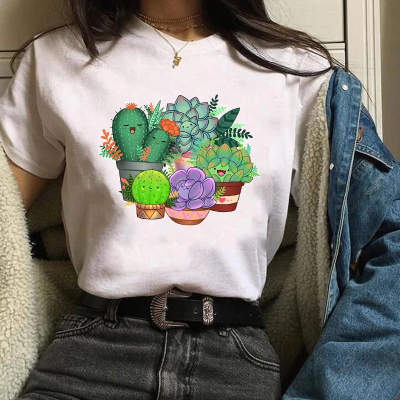 Women Cactus Flower Happy Fashion Cartoon Short Sleeve Tees Tops Graphic Female Ladies Womens Lady T-Shirt T Shirt T-shirts
Women Cactus Flower Happy Fashion Cartoon Short Sleeve Tees Tops Graphic Female Ladies Womens Lady T-Shirt T Shirt T-shirts