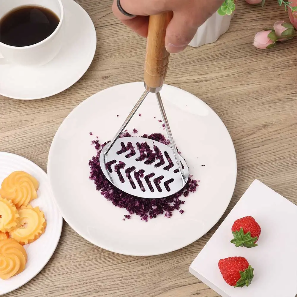 Wooden Handle Handheld High Quality Vegetable Potato Masher Stainless Steel Heavy Duty Garlic Press Crusher Durable Kitchen Tool
Wooden Handle Handheld High Quality Vegetable Potato Masher Stainless Steel Heavy Duty Garlic Press Crusher Durable Kitchen Tool