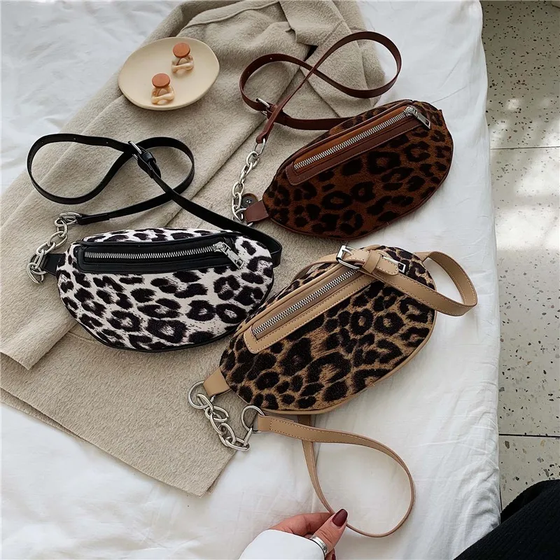 2019 leopard print Bags Waist black Bag Women waist PU Leather Shoulder Crossbody Chest lady HandBag | Багаж и сумки