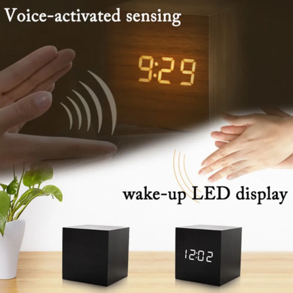 Digital Alarm Clock Wooden LED Temperature Electronic Voice Control Table Clocks Control Snooze Function Desktop Table Decor
Digital Alarm Clock Wooden LED Temperature Electronic Voice Control Table Clocks Control Snooze Function Desktop Table Decor