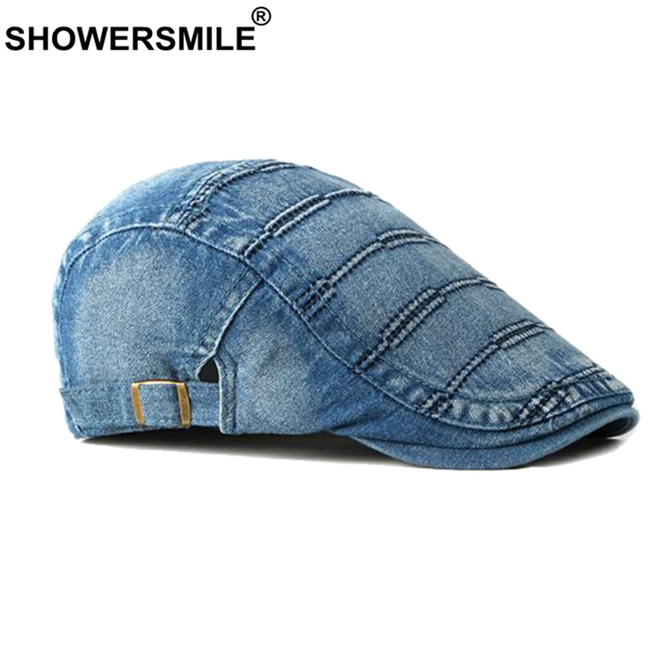 SHOWERSMILE Denim Flat Cap Men Vintage Striped Duckbill Hat Blue Cotton Driving Adjustable Casual Ivy Male Summer Cabbie Cap
SHOWERSMILE Denim Flat Cap Men Vintage Striped Duckbill Hat Blue Cotton Driving Adjustable Casual Ivy Male Summer Cabbie Cap