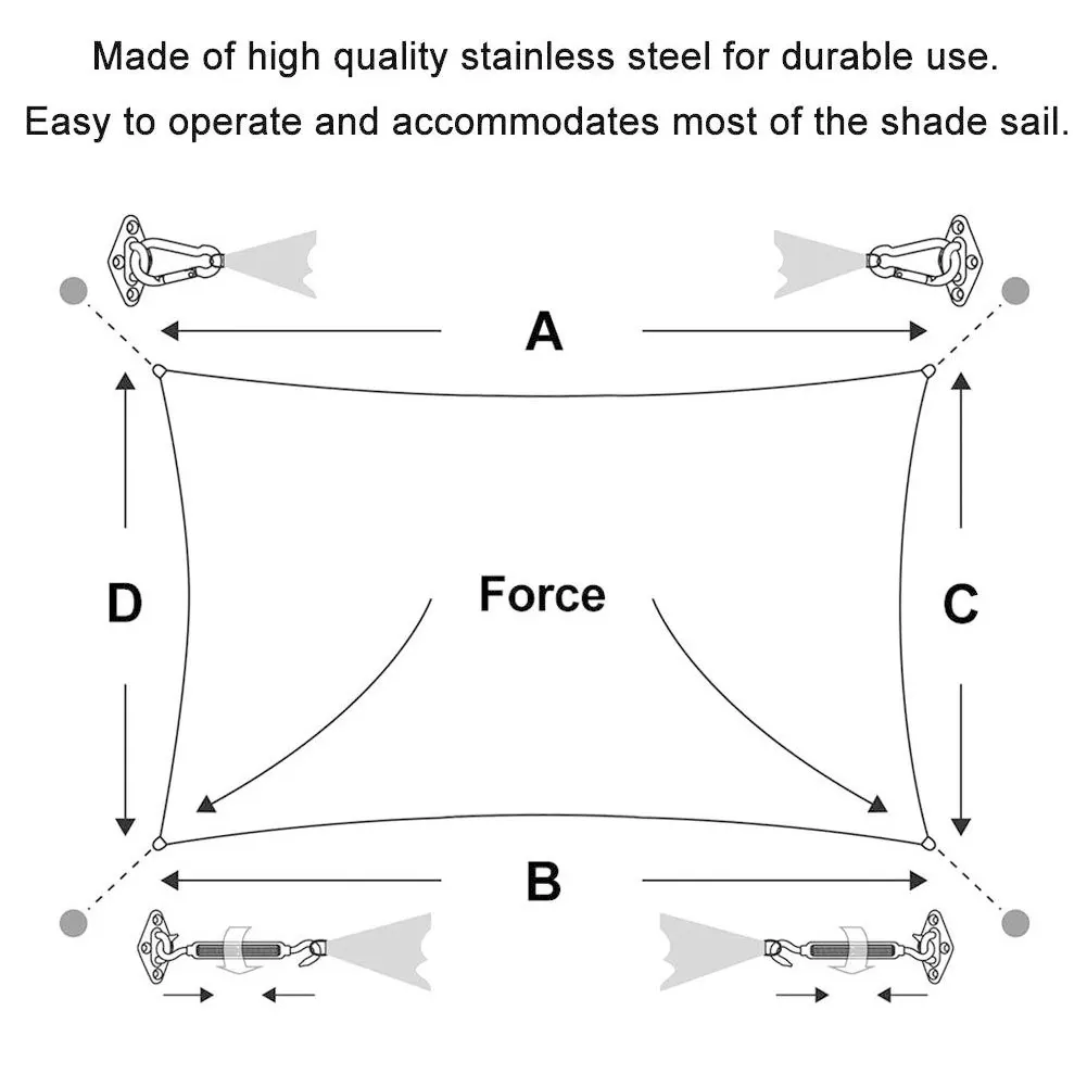 Sun Shade Sail Canopy Fixing Fittings Accessory Kit 304 Stainless Steel Trigon Awnings Safety Sun Shelter Mounting Hardware Set
Sun Shade Sail Canopy Fixing Fittings Accessory Kit 304 Stainless Steel Trigon Awnings Safety Sun Shelter Mounting Hardware Set