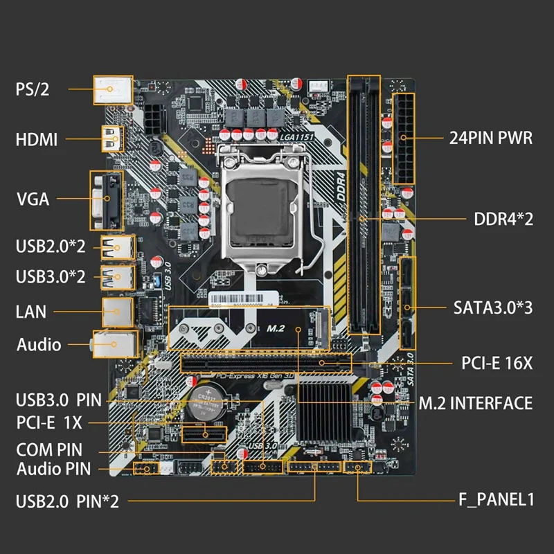 B365 Game Motherboard D4 LGA1155-Pin I3/I5/I7 and Stadium, Pentium Series 6.7.8.9 Generation/2133/2400/2666MHz 64G
B365 Game Motherboard D4 LGA1155-Pin I3/I5/I7 and Stadium, Pentium Series 6.7.8.9 Generation/2133/2400/2666MHz 64G