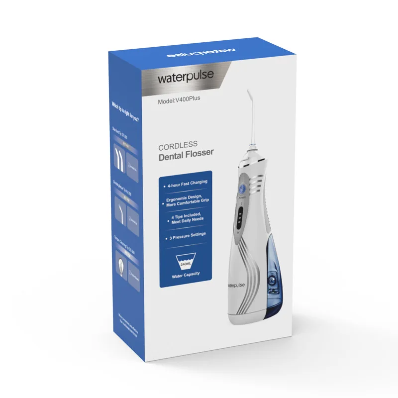 Irrigateur de fil dentaire eau, batterie Li-Ion, outils buccale 4 buses +sac, nettoyage des dents flux V400P
Irrigateur de fil dentaire eau, batterie Li-Ion, outils buccale 4 buses +sac, nettoyage des dents flux V400P