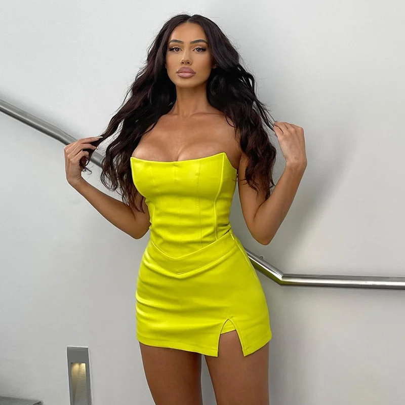 2021 Women's New Solid Color Split Pu Skirt Sleeveless Sexy Vest Slim Side Split Short Skirt Elegant Female Casual Party Dress
2021 Women's New Solid Color Split Pu Skirt Sleeveless Sexy Vest Slim Side Split Short Skirt Elegant Female Casual Party Dress