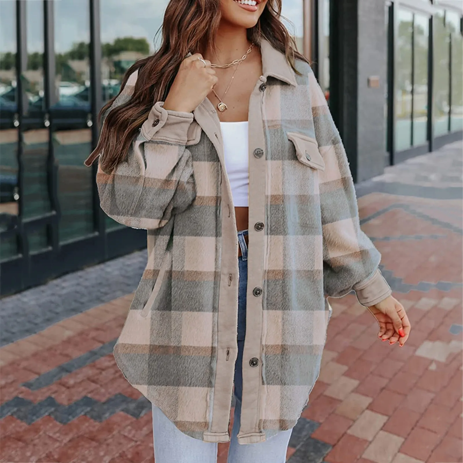 2021 Women's Blouse New Tops Casual Streetwear Plaid Button With Pockets Blouse Women Elegant V-neck Loose Long Sleeve Shirts
2021 Women's Blouse New Tops Casual Streetwear Plaid Button With Pockets Blouse Women Elegant V-neck Loose Long Sleeve Shirts