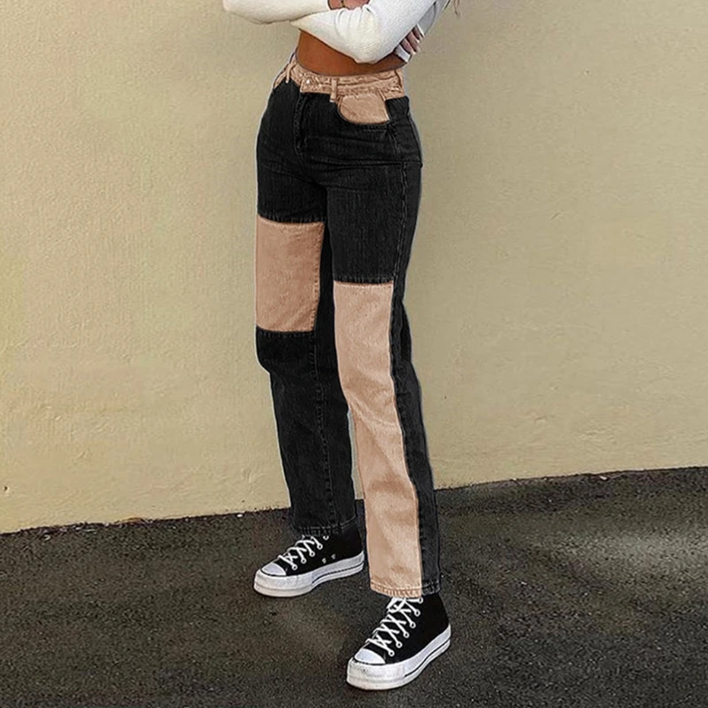Women High Waist Color Block Patchwork Jeans Harajuku Hip Hop 90s Denim Long Pants Straight Leg Casual Loose Trousers
Women High Waist Color Block Patchwork Jeans Harajuku Hip Hop 90s Denim Long Pants Straight Leg Casual Loose Trousers