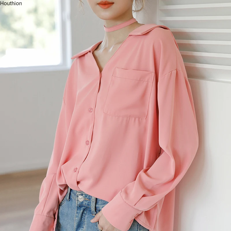 Women's Blouse Chiffon Top Summer Tops Long Sleeve Blouses Polo Shirts Fashion Shirt Casual New Solid Color Blusas Houthion
Women's Blouse Chiffon Top Summer Tops Long Sleeve Blouses Polo Shirts Fashion Shirt Casual New Solid Color Blusas Houthion