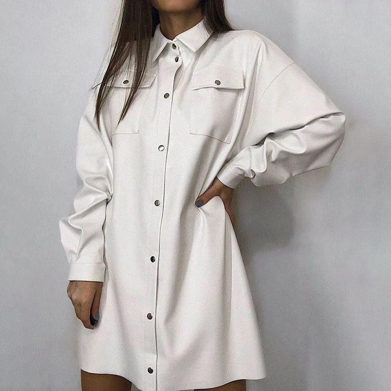 Women Turn Down Collar Long Blouses Casual Fashion with Tie Belt Stylish Women Loose Shirts Solid PU Leather Ladies Tops
Women Turn Down Collar Long Blouses Casual Fashion with Tie Belt Stylish Women Loose Shirts Solid PU Leather Ladies Tops