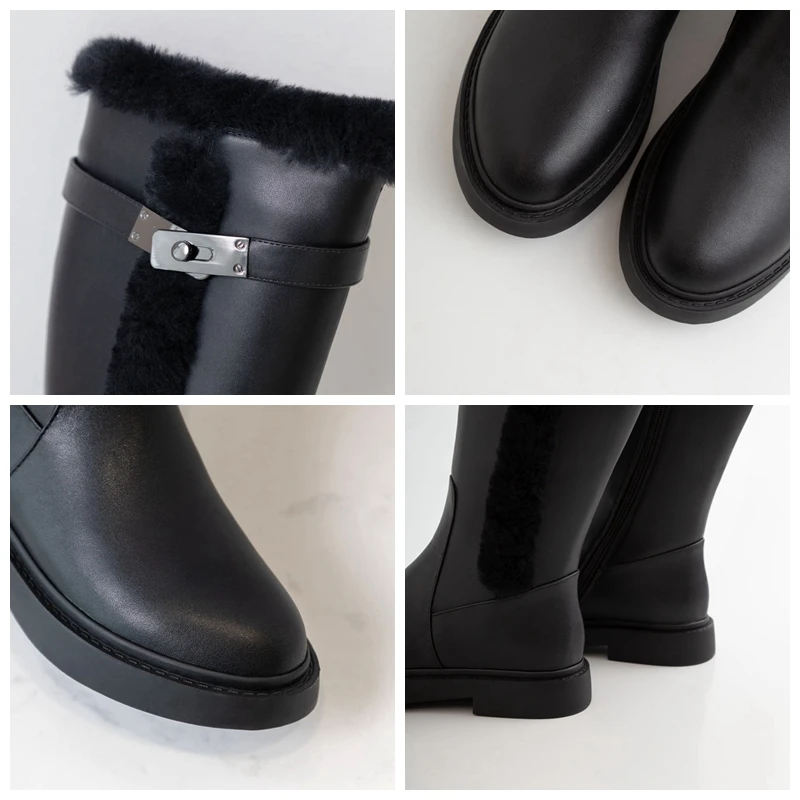 SIMLOVEYO Ladies Winter Warm Furry Knee Boots Round Toe Low Square Heels Cow split leather Zipper Big size 33-40 Leisure B1827
SIMLOVEYO Ladies Winter Warm Furry Knee Boots Round Toe Low Square Heels Cow split leather Zipper Big size 33-40 Leisure B1827