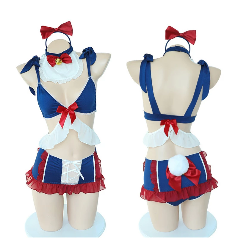 Sexy Women Maid Cosplay Lingerie Cute Bunny Tail Underwear Kawaii Maid Erotic Uniform Lolita Blue Bra Miniskirt Set
Sexy Women Maid Cosplay Lingerie Cute Bunny Tail Underwear Kawaii Maid Erotic Uniform Lolita Blue Bra Miniskirt Set