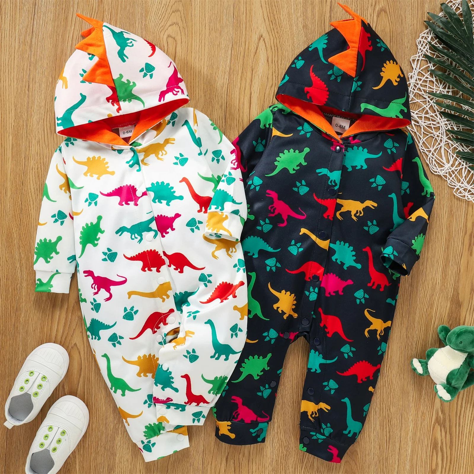 Toddler Babies Casual Autumn Cotton Hooded Romper Cartoon Dinosaur Printed Pattern Long Sleeve Jumpsuit White Black
Toddler Babies Casual Autumn Cotton Hooded Romper Cartoon Dinosaur Printed Pattern Long Sleeve Jumpsuit White Black