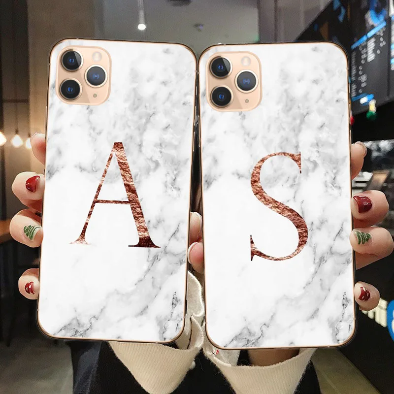 Letter Monogram A B C D white marble Soft TPU Phone Case For Coque iphone 6 6s 7 7Plus 8 8Plus XS Max XR X 11 Pro Max Back Cover
Letter Monogram A B C D white marble Soft TPU Phone Case For Coque iphone 6 6s 7 7Plus 8 8Plus XS Max XR X 11 Pro Max Back Cover