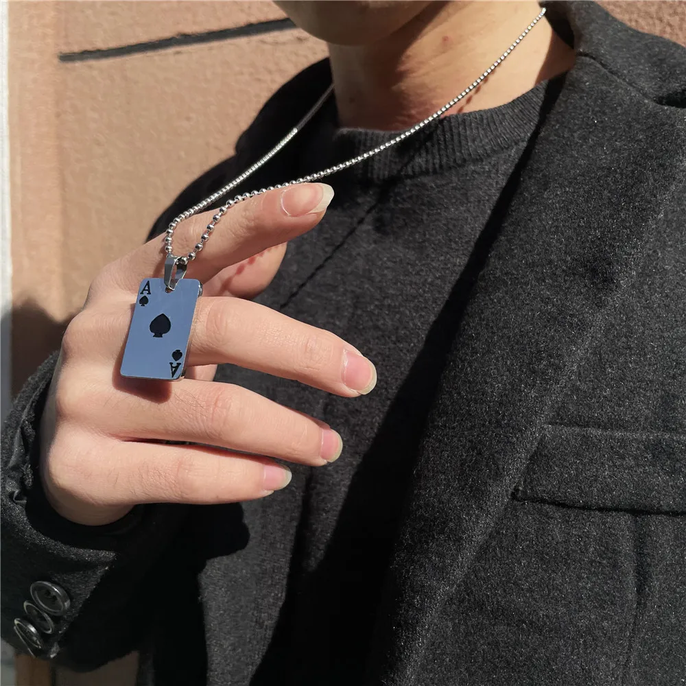 Lucky Ace of Spades Men Women's Necklace 316L Stainless Steel Poker Pendant Necklaces for Women Casino Fortune Playing Cards
Lucky Ace of Spades Men Women's Necklace 316L Stainless Steel Poker Pendant Necklaces for Women Casino Fortune Playing Cards