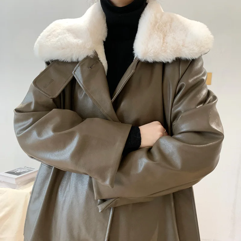 2020 Winter Liner Imitation Rabbit Fur Trench Coat Women's Long High-End Leather Slim-Fit Korean Bandage Jacket Parker
2020 Winter Liner Imitation Rabbit Fur Trench Coat Women's Long High-End Leather Slim-Fit Korean Bandage Jacket Parker