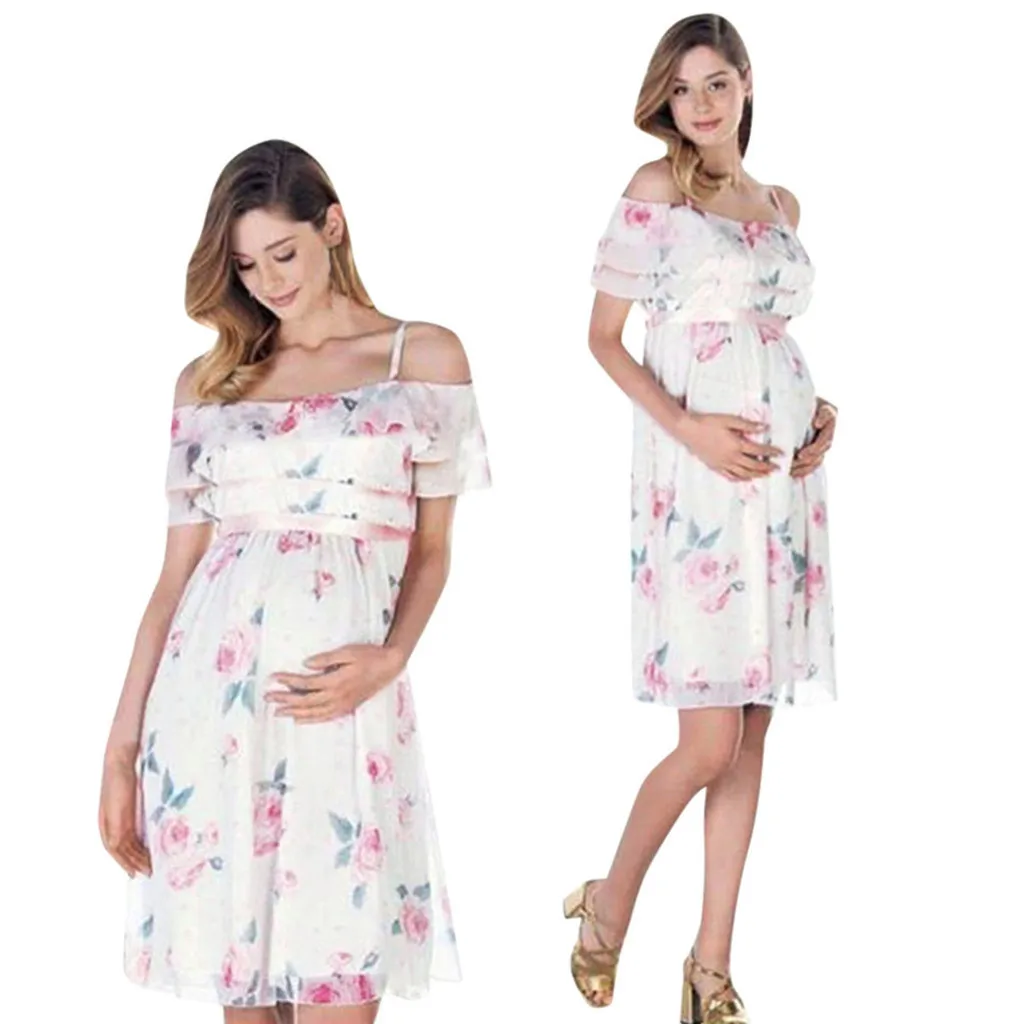 Women Dress Elegant Fashion Womens Mother Floral Falbala Pregnant Off Shoulder Dress Summer Chiffon For Maternity Clothes
Women Dress Elegant Fashion Womens Mother Floral Falbala Pregnant Off Shoulder Dress Summer Chiffon For Maternity Clothes