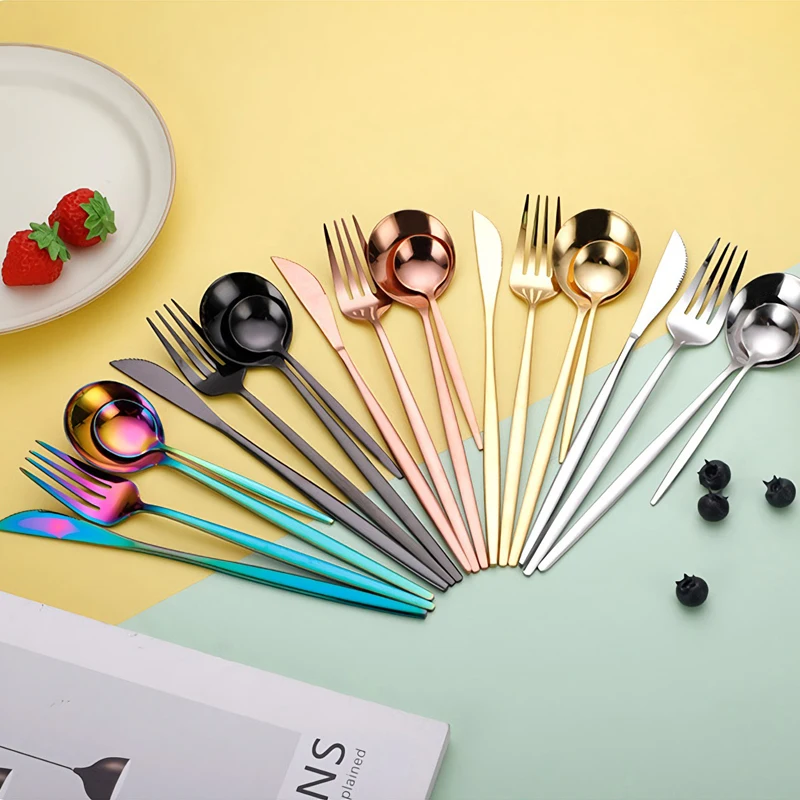Gold Dinnerware Set Stainless Steel Flatware Black Knife Fork Spoon Teaspoon Cutlery Set Kitchen Silverware Set For Wedding Gift
Gold Dinnerware Set Stainless Steel Flatware Black Knife Fork Spoon Teaspoon Cutlery Set Kitchen Silverware Set For Wedding Gift