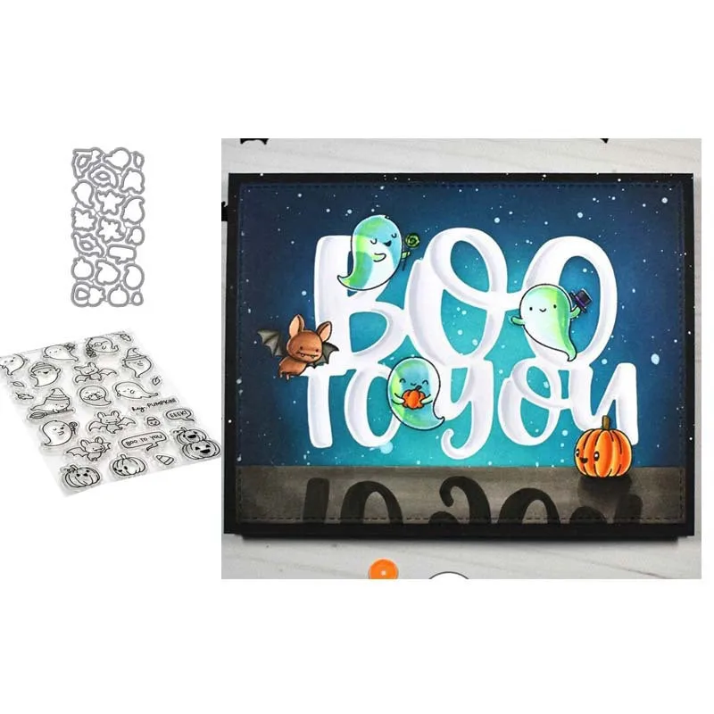 Cutting Dies With Clear Stamp Of Ghost Bat Pumpkin Magic Handbooking Set dIY Scrapbooking Paper Embossing Stencil Painting Seal
Cutting Dies With Clear Stamp Of Ghost Bat Pumpkin Magic Handbooking Set dIY Scrapbooking Paper Embossing Stencil Painting Seal