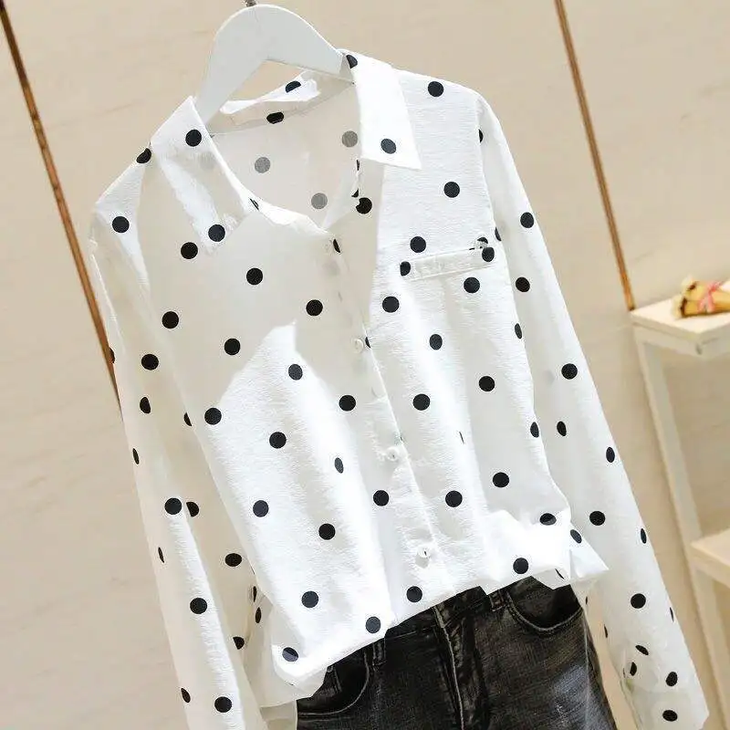 Polka Dot Large Size Shirt Women's Long Sleeve Loose 2020 Lapel Autumn Korean-Style White Casual Cardigan Top Womens
Polka Dot Large Size Shirt Women's Long Sleeve Loose 2020 Lapel Autumn Korean-Style White Casual Cardigan Top Womens