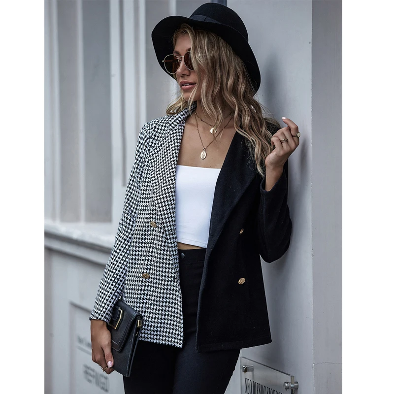 Two Color Patchwork Thousand Bird Lattice Women Blazer Casual Coat Autumn Winter Elegant Long Sleeve Tweed Office Ladies Suit
Two Color Patchwork Thousand Bird Lattice Women Blazer Casual Coat Autumn Winter Elegant Long Sleeve Tweed Office Ladies Suit