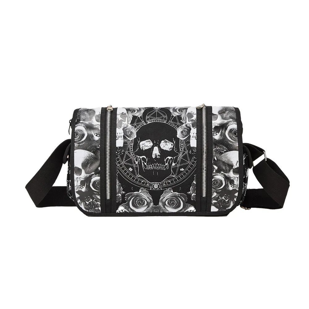 Casual Black Vintage Goth Shoulder Bags Fashion Trend Luxury Designer Handbags For Women Gothic Canvas Skeleton Messenger Bag
Casual Black Vintage Goth Shoulder Bags Fashion Trend Luxury Designer Handbags For Women Gothic Canvas Skeleton Messenger Bag